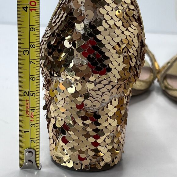 Steve Madden Carrson Sandal Gold Sequin Ankle Strap Block Heel Women's US 6 M - Picture 9 of 10